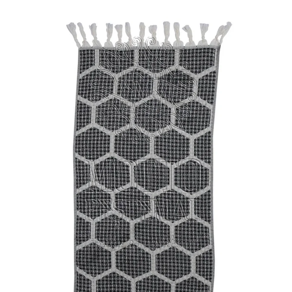 Modern Kitchen Towel Geometric Waffle Weave Black + White NEW honeycomb modern